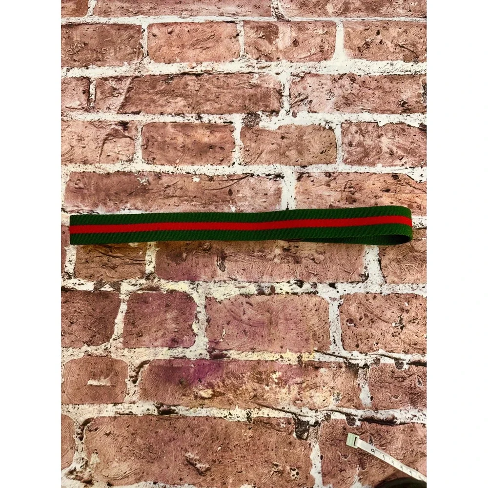Leatherman‎ Ltd Surcingle Belt Mens 32 Red Green Striped Canvas Leather USA VTG